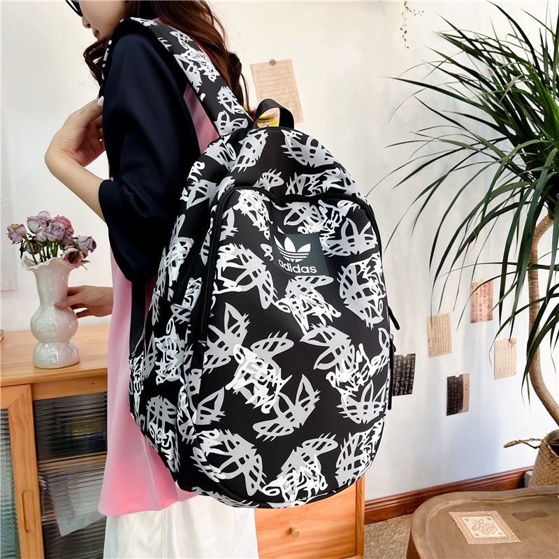 Mochila Unisexo Adidas Impressão Completa Grafite Moda Casual Para Computador De Grande Capacidade Prática De Viagem A Curta Distância