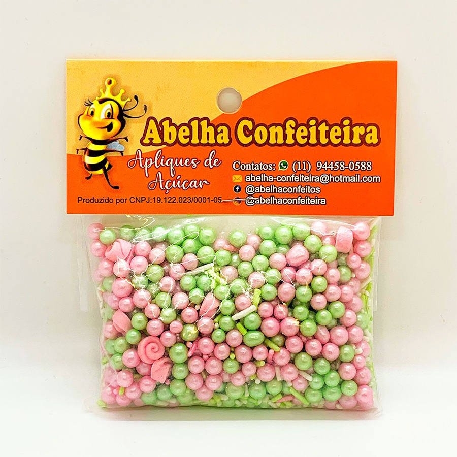 Mini Confeito - Sprinkles Rosa Esmeralda - 60 gramas - Abelha ...