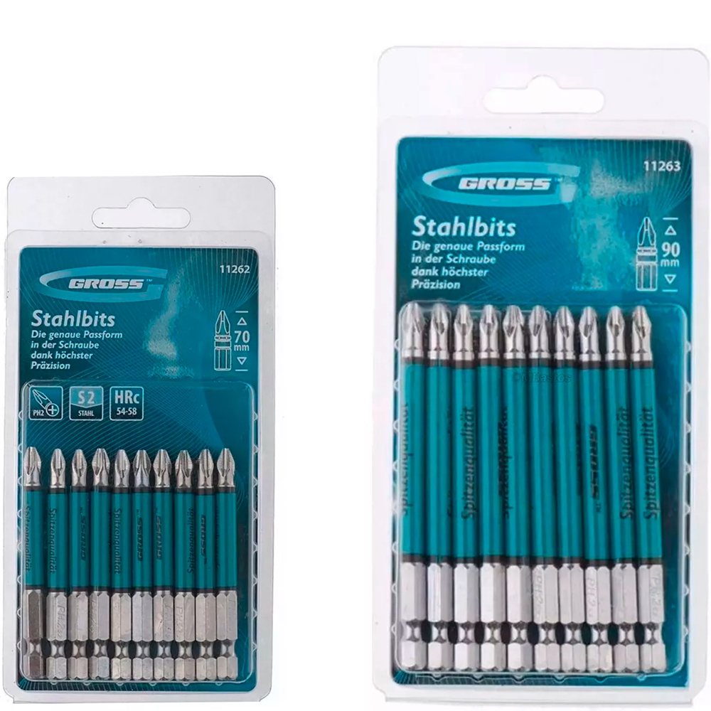 Jogo De Pontas Bits Encaixe 1/4Pol 70mm - 90mm Aço S-2PH Kit 10 Unidades