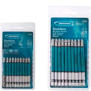 Jogo De Pontas Bits Encaixe 1/4Pol 70mm - 90mm Aço S-2PH Kit 10 Unidades