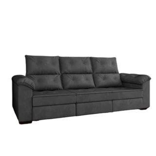 Sofá Retrátil 3 Lugares 2,10m Costa Rica Cinza Suede