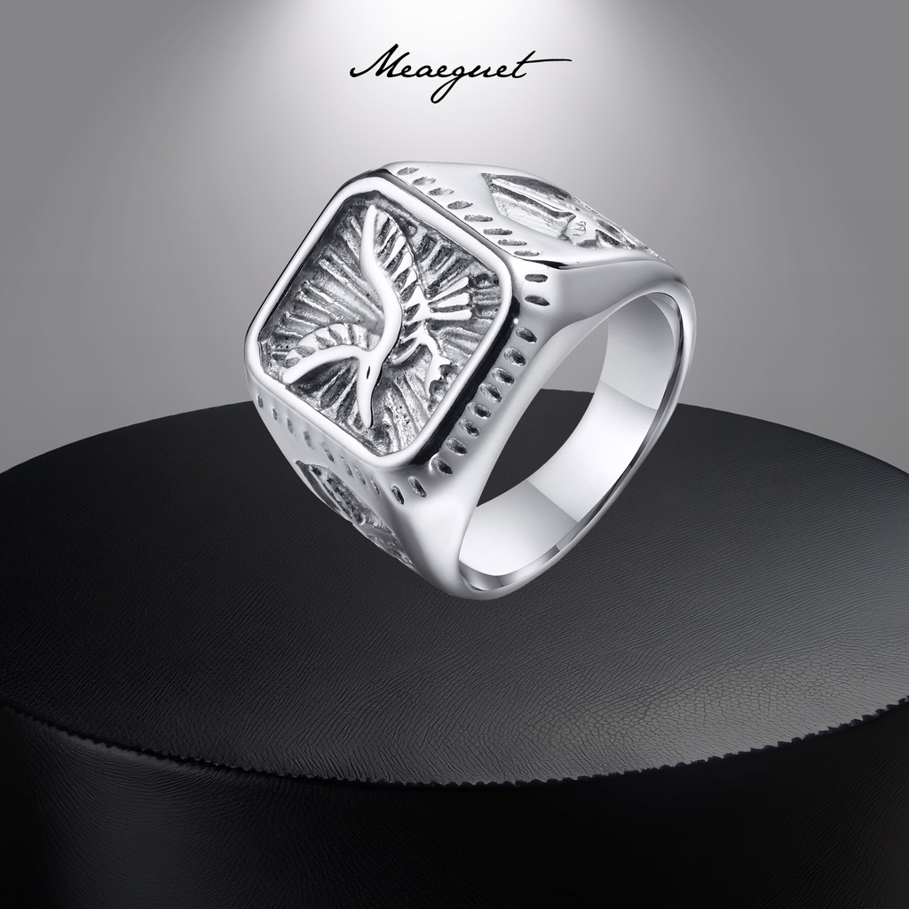 Anel De Águia Vintage Meaeguet Para Homens Ouro 18k Inoxidável Prata Jóias