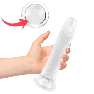 Pênis Transparente em Silicone com Ventosa 19,5x3,5cm