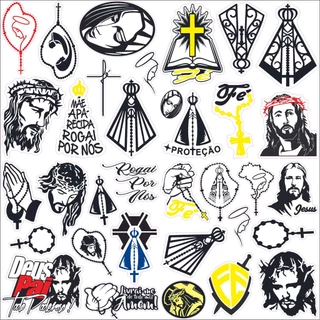 34 adesivos Santinho, aparecida católico, igreja carro moto