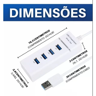 HUB Usb 3.0 Extensor 4 Portas High Speed EXBOM UH-30A - BRANCO