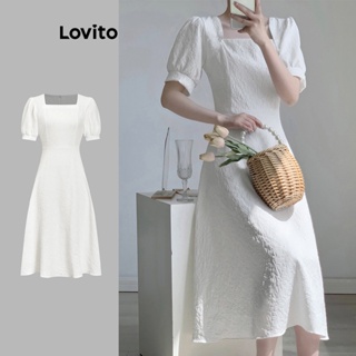 Lovito Vestido Elegante Liso Jacquard Para Mulheres L74ED191