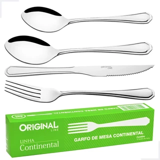 Conjunto Jogo Talher em Inox Garfo Faca Colher Colherzinha de Sobremesa 48 Pecas Completo Restaurante Bufffet Lanchonete Premium