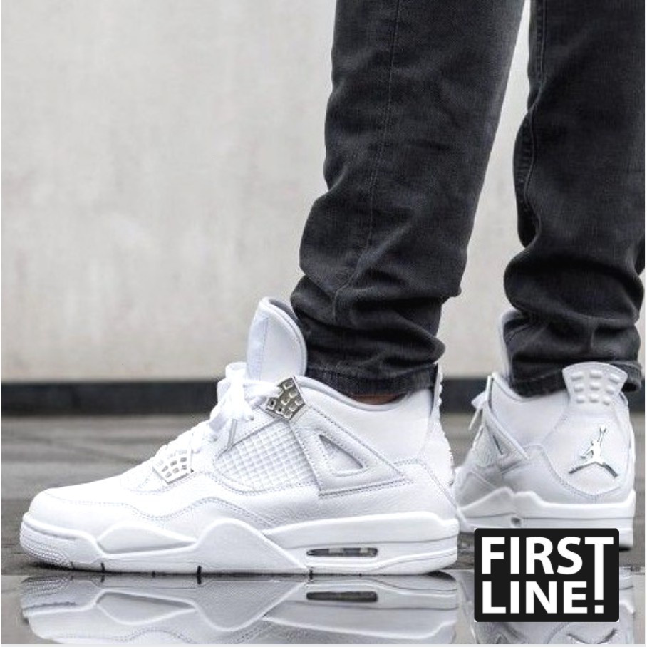 Air Jordan 4 Pure Money AJ4 All Men's Running Shoes Prata Branco Jordan4 Sports Basketball