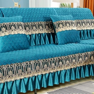 Capa De Sofá Antiderrapante Com Saia De Renda Sarung Espesso Protetor De Móveis Nórdico Decoração De Sala De Estar
