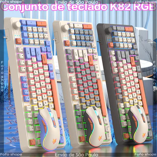 K82 Teclado com fio compacto RGB Backlight Conjunto de Mini teclado e Mouse USB-C de 94 teclas