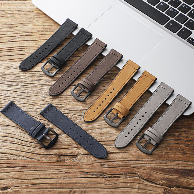 Pulseira De Relógio De Couro Fosco Vintage 20mm 22mm De Liberação Rápida Silicone Substituição Masculina Feminina Colori