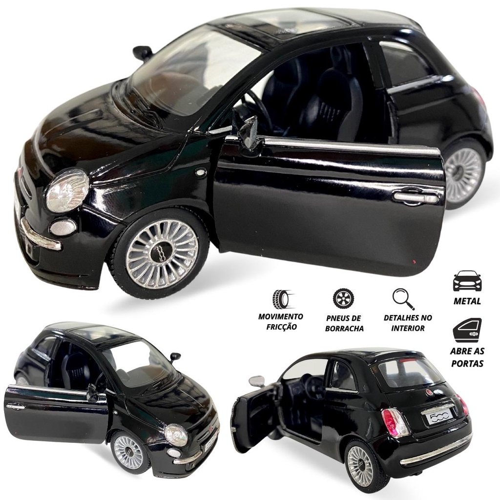 Carrinho Miniatura Coleção Fiat 500 Metal Fricção Abre Porta