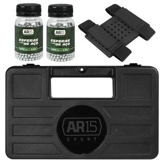 Kit Maleta Rígida 29cm + Porta Chumbinho + 2mil Esferas de Aço 4.5mm