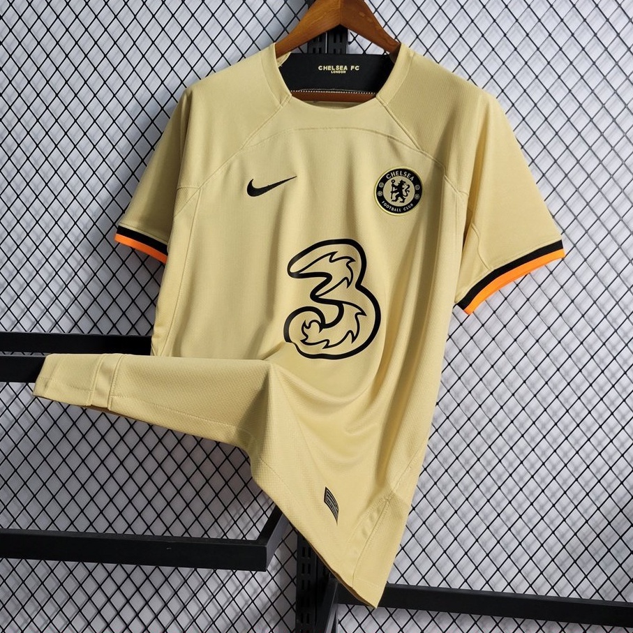 Camisa de futebol 22 / 23 C-A Chelsea Third Away Jersey Camisa esportiva masculina amarela 