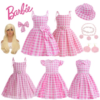 B-Barbios filme cosplay traje para menina, vestido xadrez sling