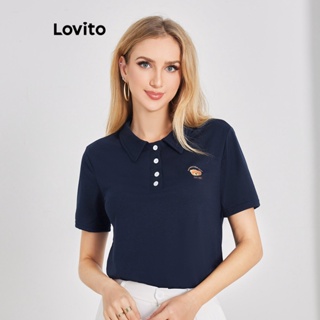 Lovito Camiseta com Estampa Animal para Mulheres LBE04129 (Azul Escuro)