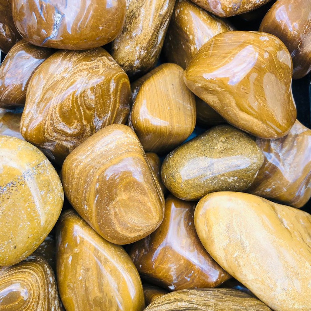 Jaspe Madeira / Jaspe Amarela Cristal Pedra Rolada Natural