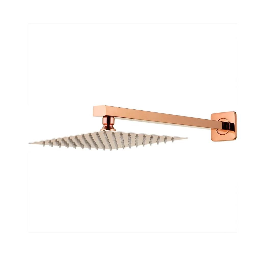 Ducha Chuveiro 20Cm Com Braço 40Cm Aço Inox 304 Mundaú Pingoo - Dourado Rose