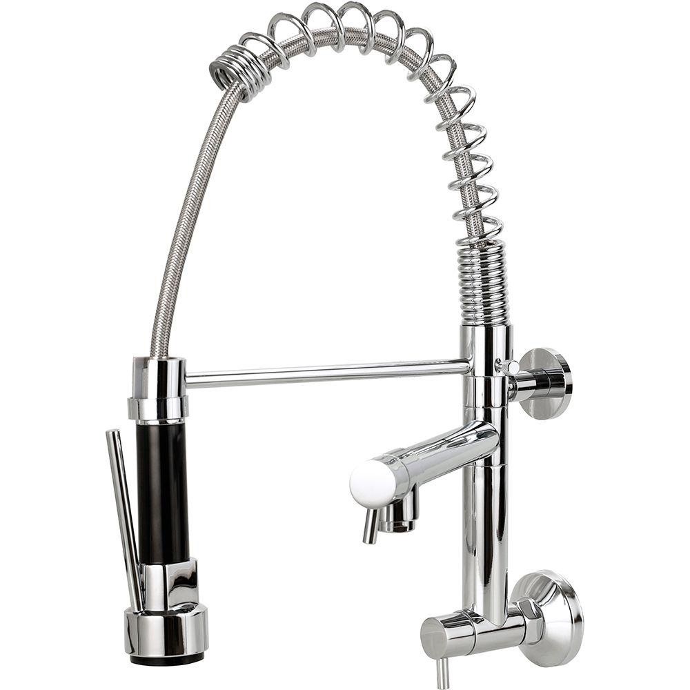 Torneira Para Cozinha Gourmet De Parede Munim Pingoo - Prata
