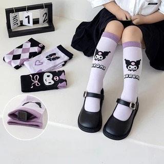 Sanrio Kuromi Meias De Meninas Bezerros Tubo Longo Algodão
