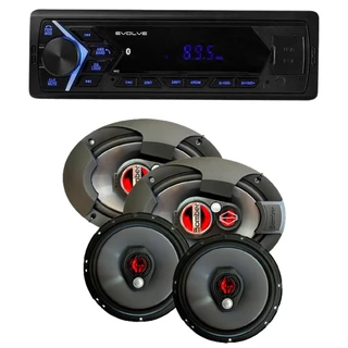 Som Automotivo BT Usb 1din Evolve New Trip Multi + Kit Alto Falantes Par 6" e Par 6x9" 4 Ohms 240W