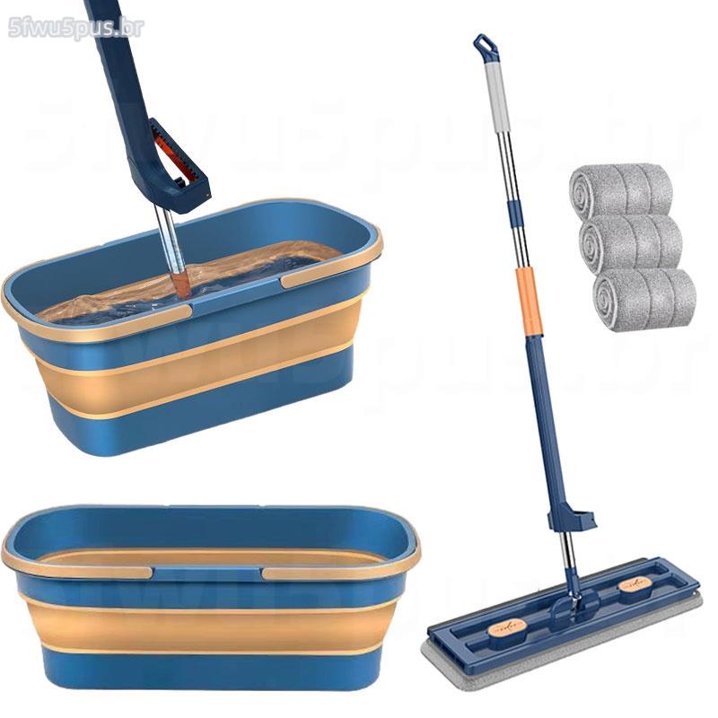 Nova Esfregona De Espremer 42CM Limpeza Plana Mop De Microfibra De Tamanho XL Para Serviço Pesado Mãos Livres