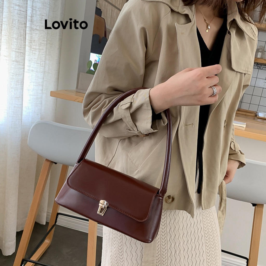 Lovito Bolsa Pequena Básica para Mulheres LFA06039 (Marrom/Preto)