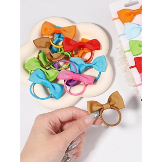 10Pcs/lot Grosgrain Ribbon Pigtail Hair Bows Laços De Cabelo Elásticos Porta Faixas Acessórios Para Bebês Meninas Presente