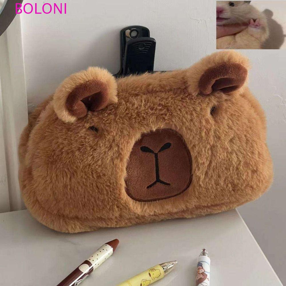 BOLONI Capybara Saco De Caneta De Pelúcia , Capibala , Estojo De Lápis Animal Fofo Capibara Meninas