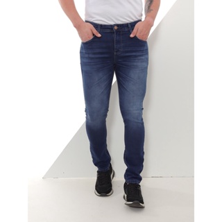 Calça Jeans Masculina Skinny Slim Elastano Casual Sport 442 - Azul