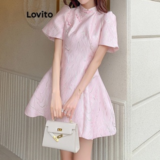 Lovito Vestido Elegante Com Botões Lisos Para Mulheres LNE42180