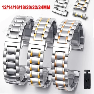 Extremidade Curva Faixa De Relógio De Aço Inoxidável Sólido 22mm 20mm 18mm 24mm 16mm 14mm 12mm Fivela Dobrável Para Homens Pulseira Feminina Prensa Dupla