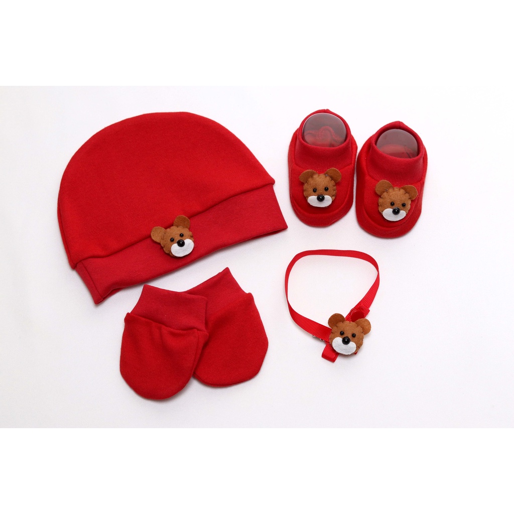 KIT ACESSORIOS BEBE COM TOUCA LUVAS SAPATINHO E PREGADOR DE CHUPETA ...