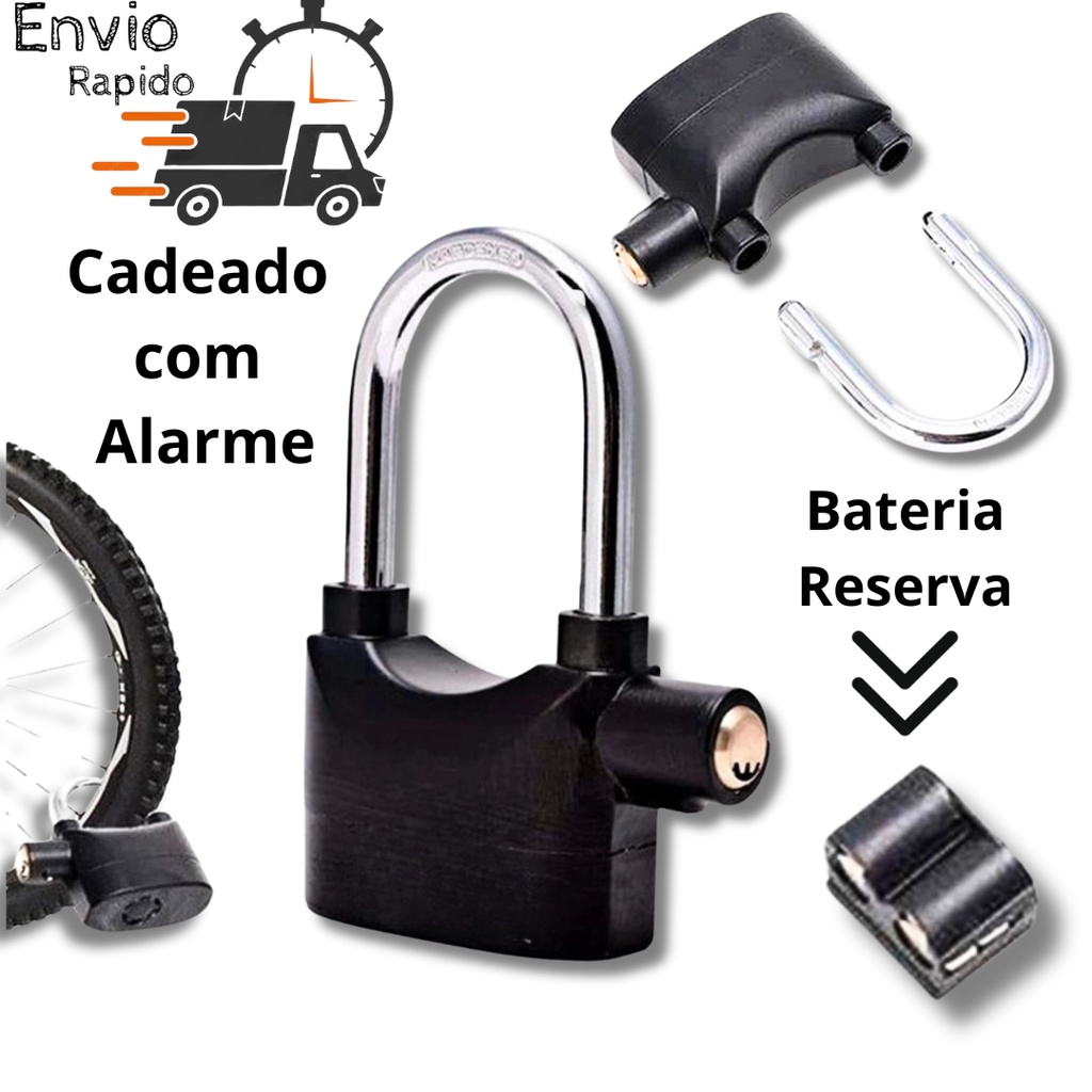 cadeado com alarme trava de moto bicicleta portao cadeado grande anti-furto envio imediato