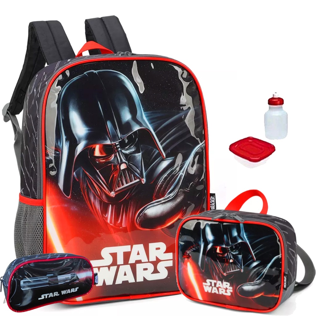 Kit Mochila Infantil Star Wars Disney Costas Tam G Reforcada Escolar ...