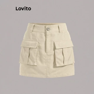 Lovito Saia Casual Com Bolso Liso Para Mulheres L77ED183