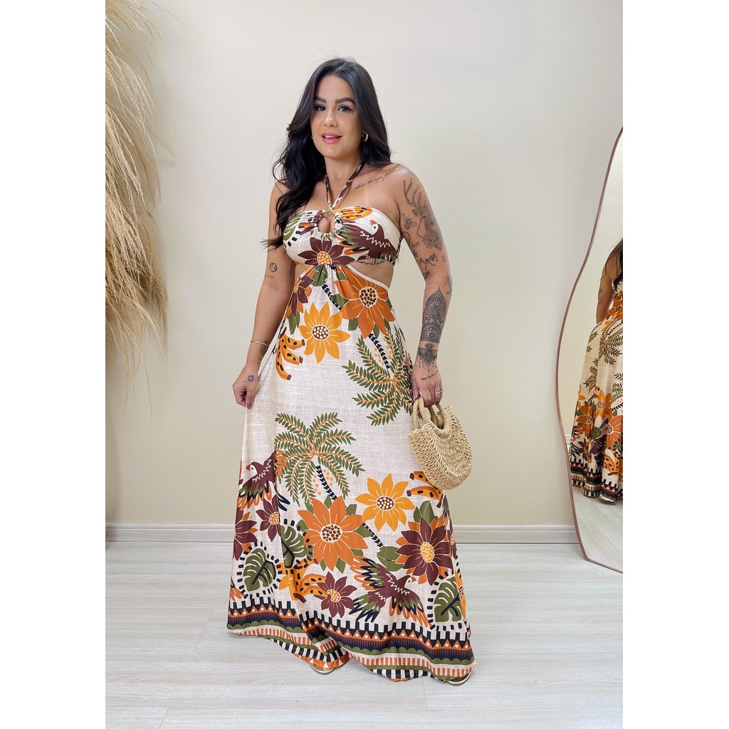 Vestido Longo Alana - Inspiração FARM | Shopee Brasil