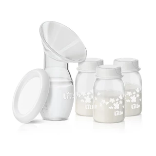 Bomba Coletora de Leite Materno com 3 frascos 120ml - Lillo em Oferta na Shopee