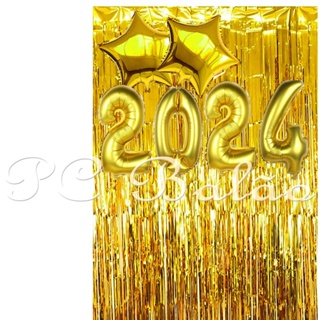 Conjunto de balões PROM 2022 para decoração de festa de formatura com balão  de 2 estrelas e cortina de ouropel de 2 metros com número de graduação para  formaturas (ouro)