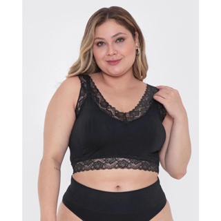 Sutiã Top Plus Size Bojo Renda Preto
