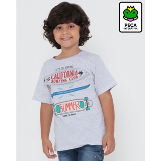 Camiseta Infantil Estampa Interativa Mescla Cinza Claro