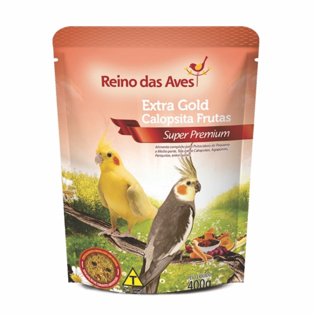 Extra Gold Frutas 400g Reino das Aves Racao Para Calopsita