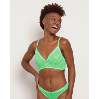 Sutiã Tule Corações Sem Bojo Verde Neon