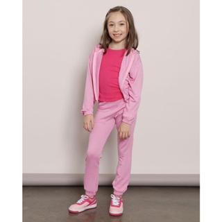 Calça Infantil Jogger Com Bolso Lurex Rosa