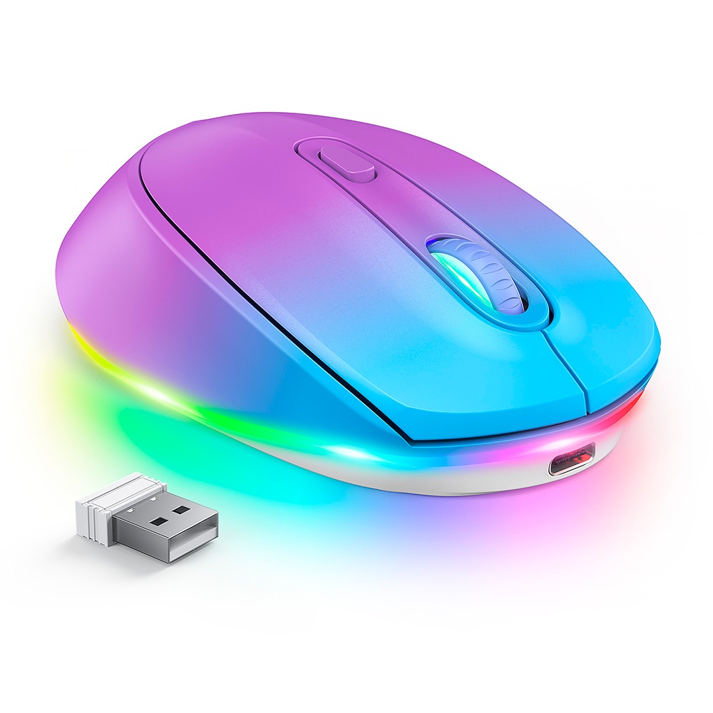 Mouse Sem Fio Seenda Iwg Fgm02 Recarregável Azul Púrpura