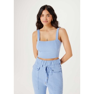 Top Cropped Feminino Em Malha Texturizada Hering