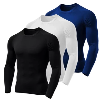 KIT 3 Camisa Segunda Pele Manga Longa Dry Termica Malha Fria Academia Corrida Proteção Solar UV50+