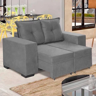 Sofá Marrocos Retrátil 1,50 Mts Pluma Cinza