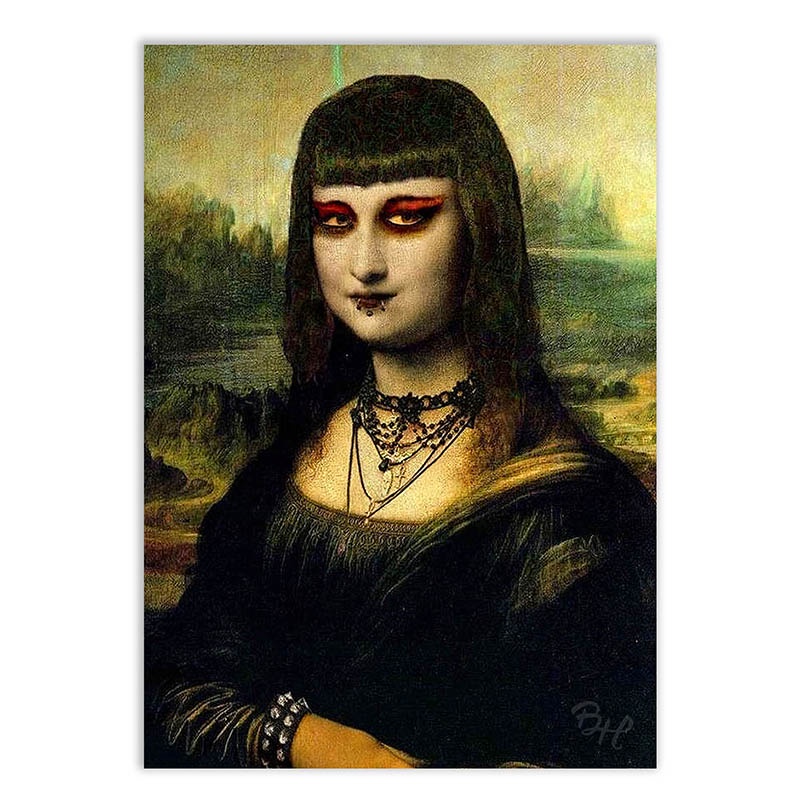 Quadro / Placa Decorativa Engraçada Monalisa Gótica