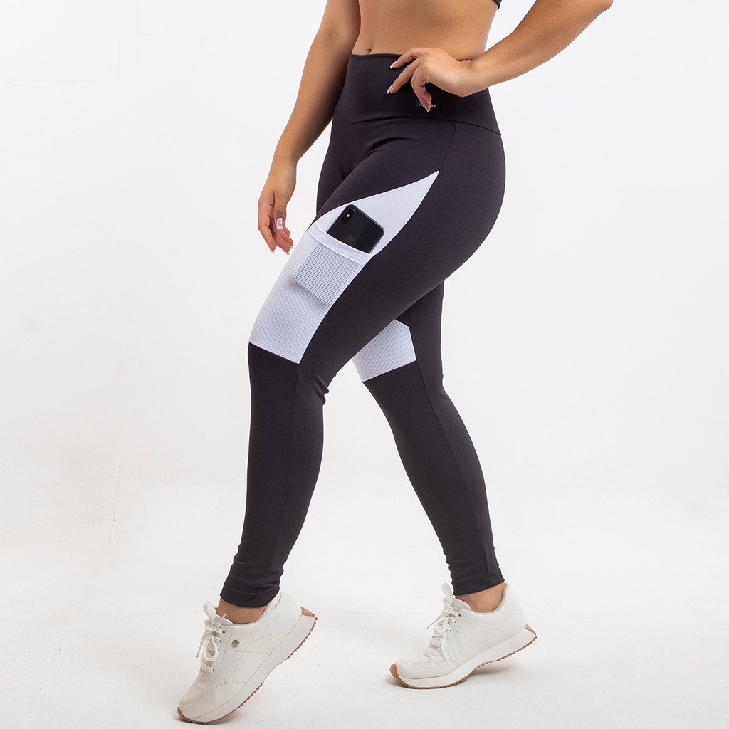 Calça Legging Cintura Alta Zero Transparencia Bolso Viére